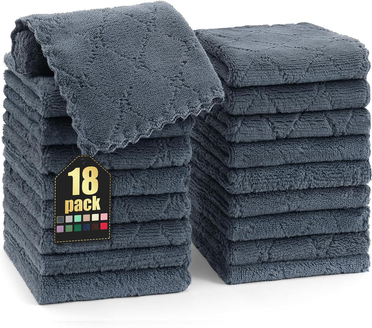 Homaxy 12 Pack Super Soft & Absorbent Dish Cloths, 10" x 10", Grass Green