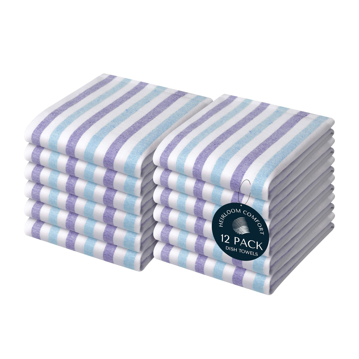 Fiesta Stripe Kitchen Towels 12 Pack, 18x26 Inch, 100% Cotton, Super Absorbent & Quick Dry, Durable Dish Towel for Drying Dishes, Machine Washable, Everyday Use, Orange & Yellow