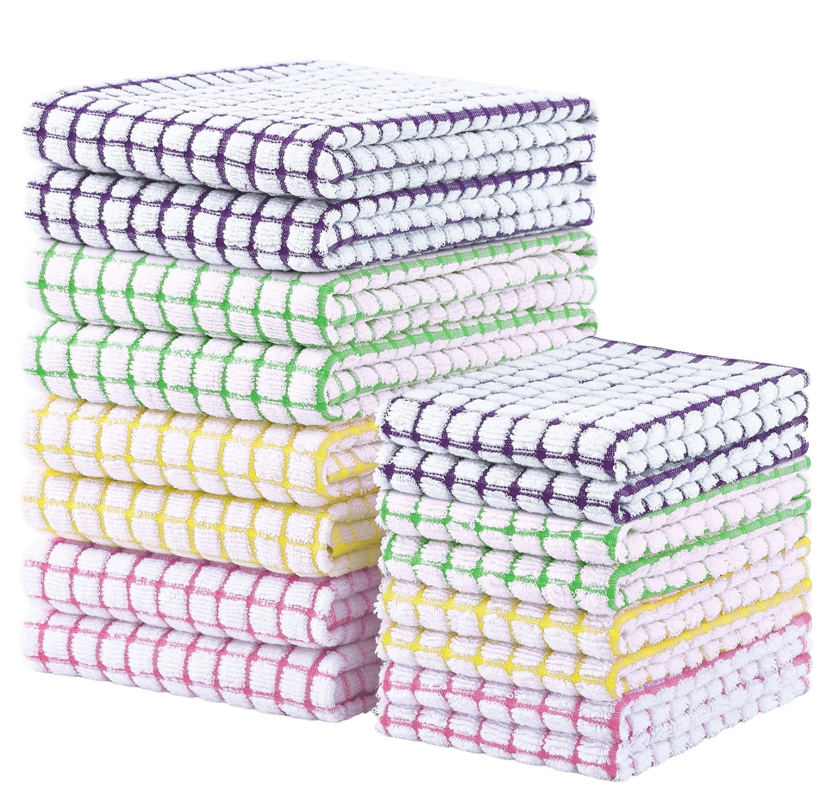 Kitinjoy 12 Pack Dishcloths and Kitchen Towels Sets, Mixed Colors