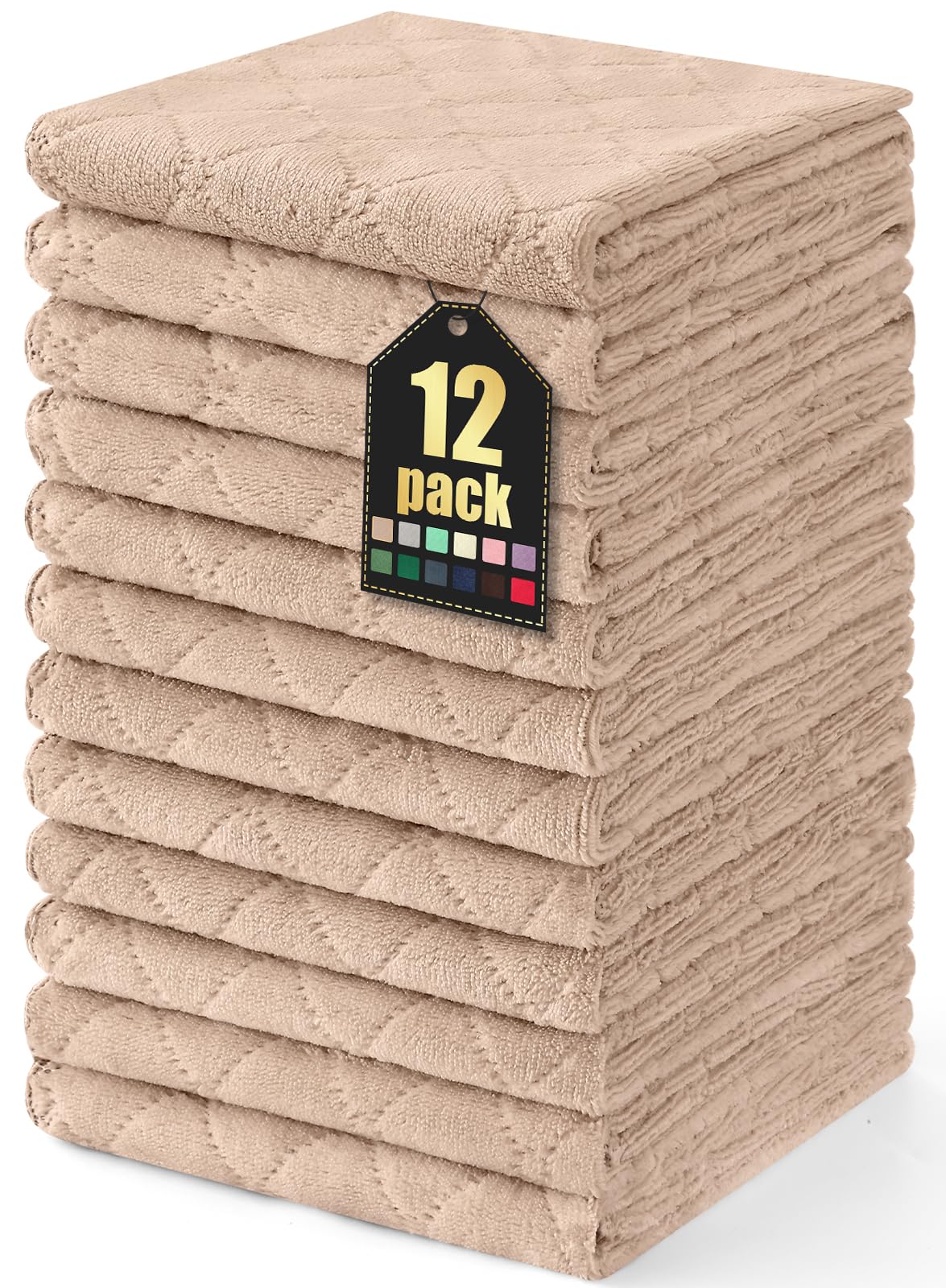 Homaxy 12 Pack Super Soft & Absorbent Dish Cloths, 10" x 10", Grass Green