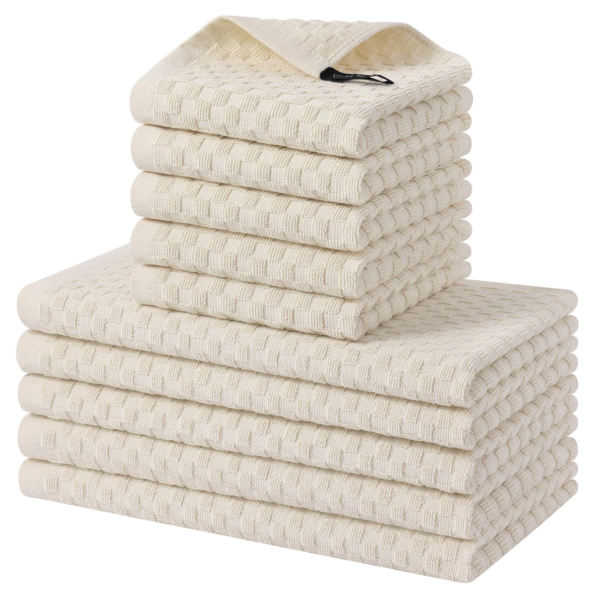 Homaxy 8 Pack 100% Cotton Kitchen Towels and Dishcloths Set, Dark Grey