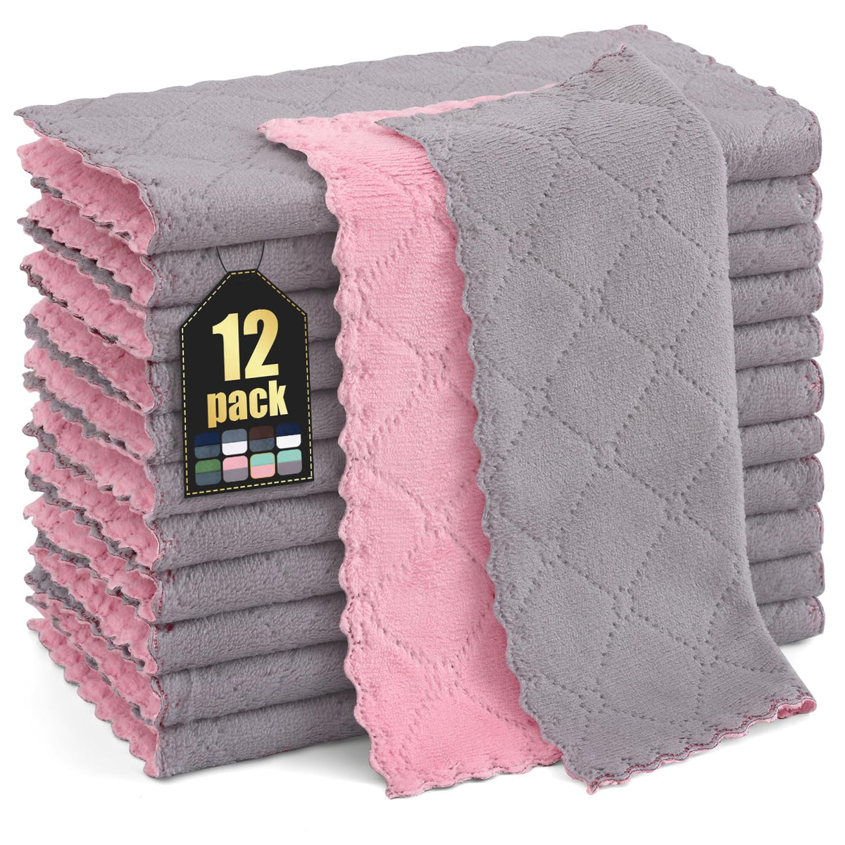 Homaxy 12 Pack Super Soft & Absorbent Dish Cloths, 10" x 10", Grass Green