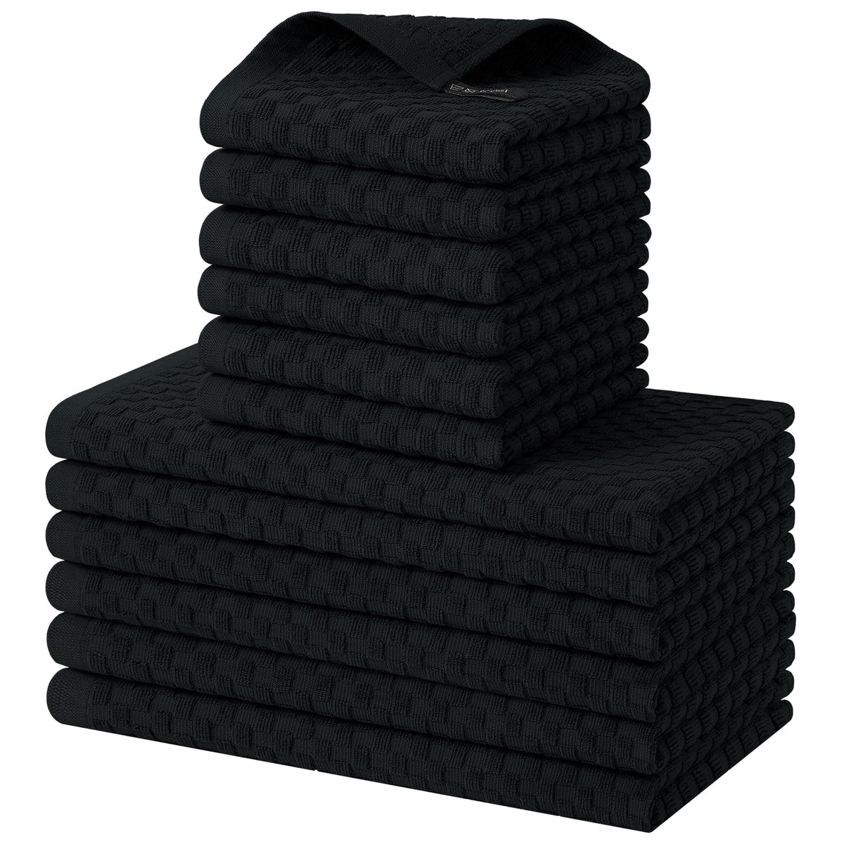 Homaxy 8 Pack 100% Cotton Kitchen Towels and Dishcloths Set, Dark Grey