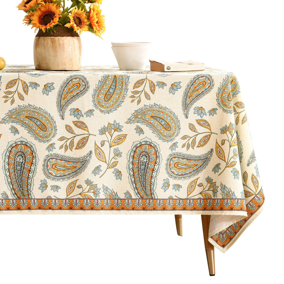 patdrea Vintage French Linen Tablecloth,Rectangular,79"x55"-Wensel