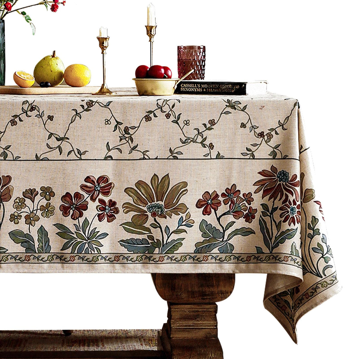 patdrea Vintage French Linen Tablecloth,Rectangular,79"x55"-Wensel
