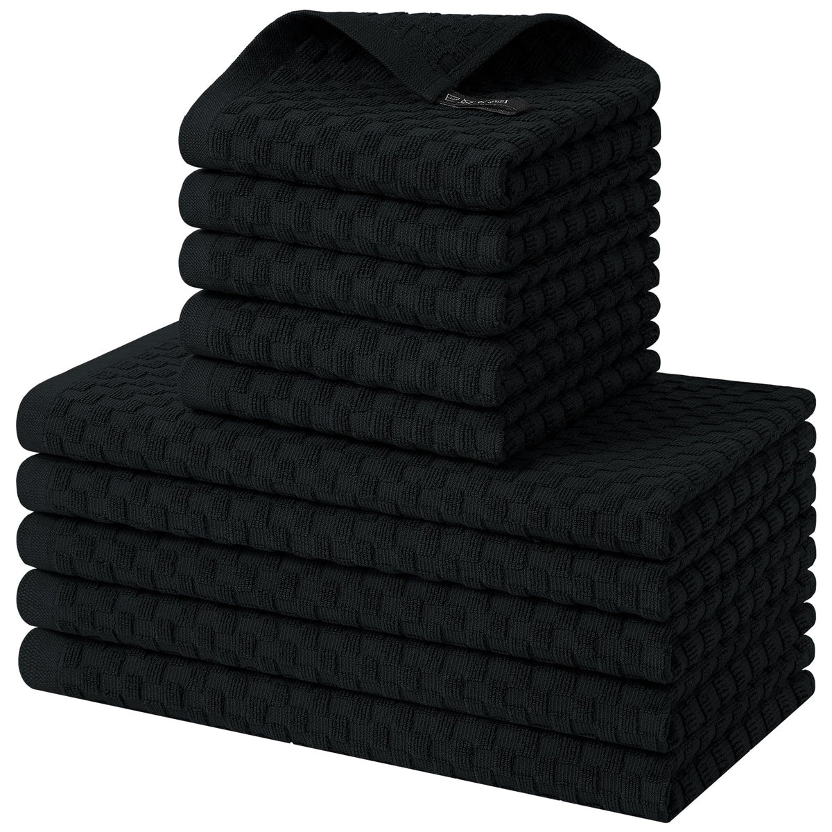 Homaxy 8 Pack 100% Cotton Kitchen Towels and Dishcloths Set, Dark Grey