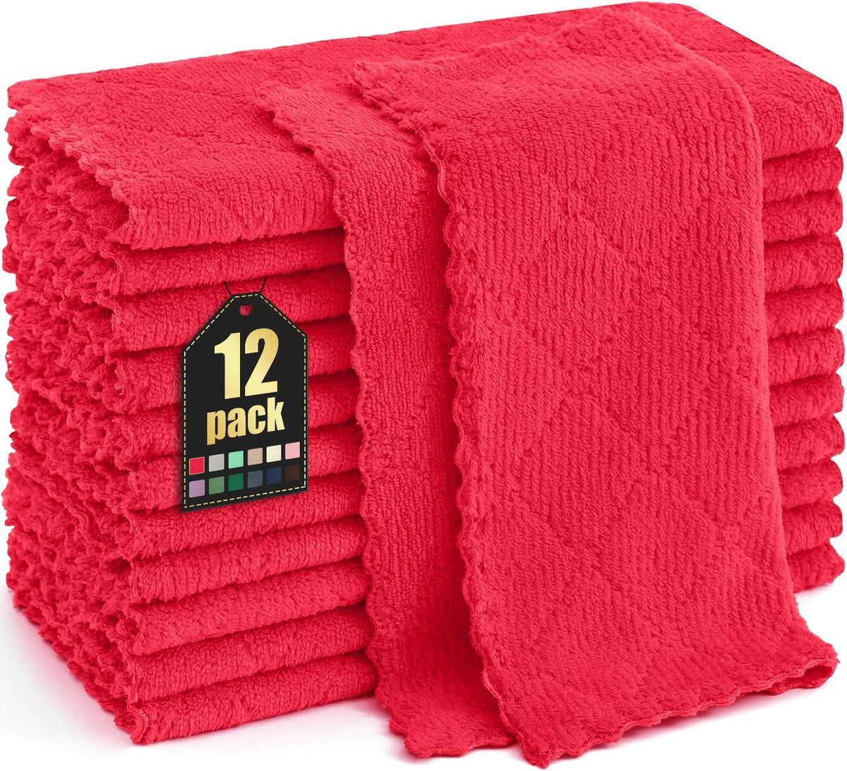 Homaxy 12 Pack Super Soft & Absorbent Dish Cloths, 10" x 10", Grass Green