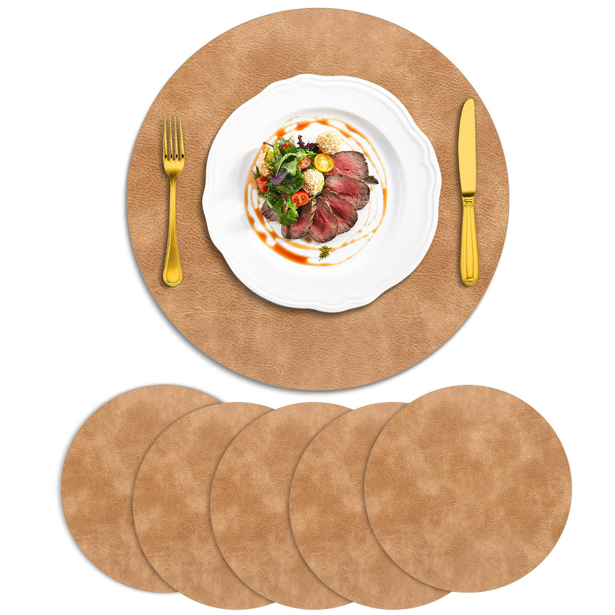 ADRIMER Oval Placemats Set of 4, Wipeable Faux Leather, 4 Colors