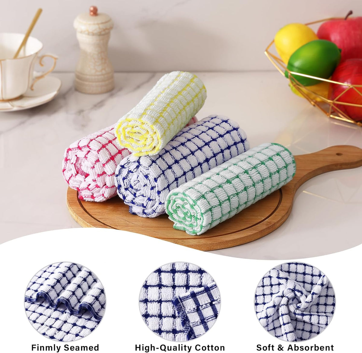 Kitinjoy 12 Pack Dishcloths and Kitchen Towels Sets, Mixed Colors
