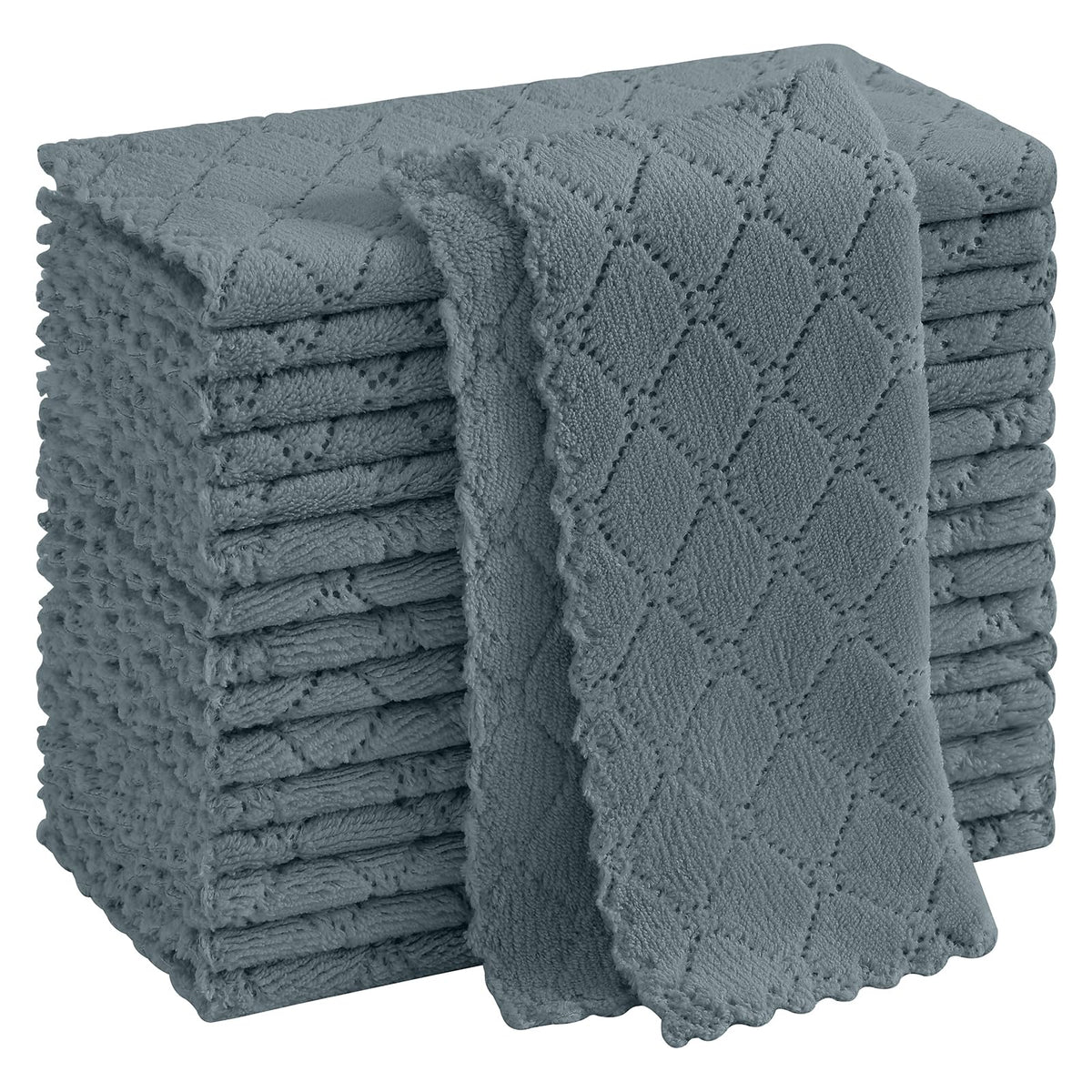 Homaxy 12 Pack Super Soft & Absorbent Dish Cloths, 10" x 10", Grass Green