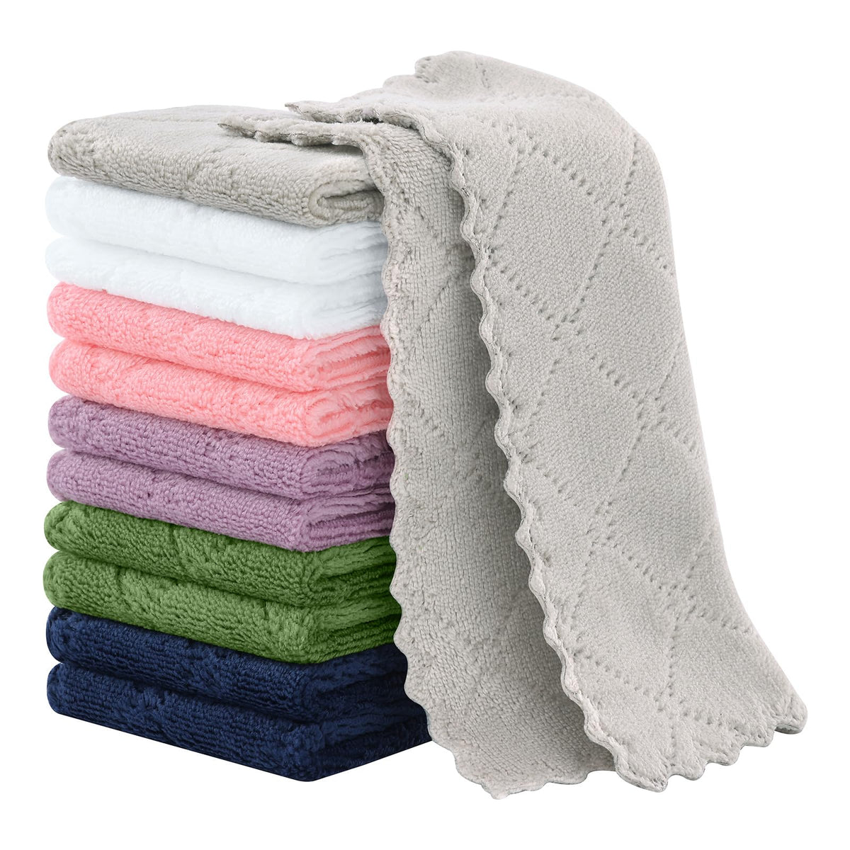 Homaxy 12 Pack Super Soft & Absorbent Dish Cloths, 10" x 10", Grass Green