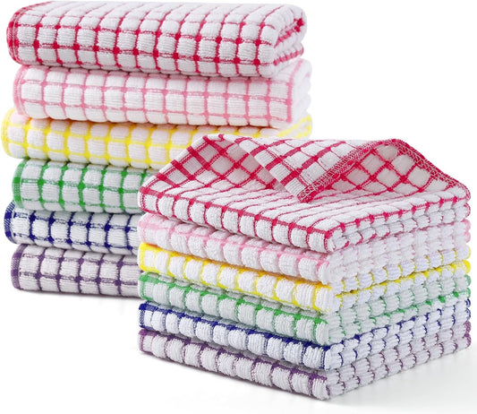 Kitinjoy 12 Pack Dishcloths and Kitchen Towels Sets, Mixed Colors