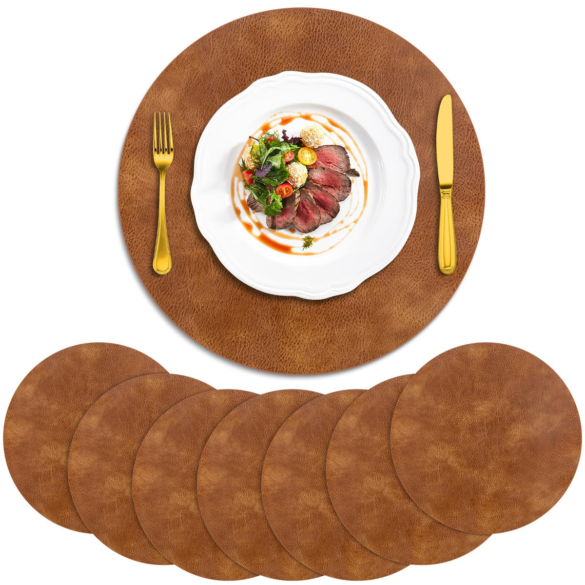 ADRIMER Oval Placemats Set of 4, Wipeable Faux Leather, 4 Colors