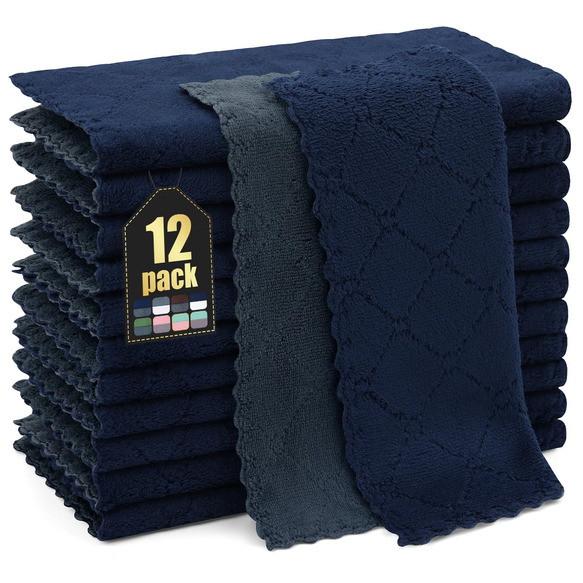 Homaxy 12 Pack Super Soft & Absorbent Dish Cloths, 10" x 10", Grass Green