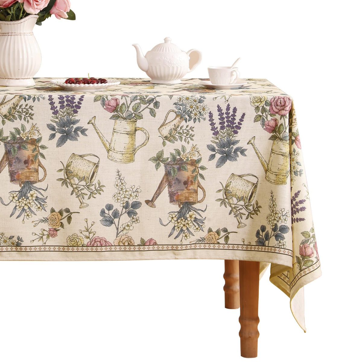patdrea Vintage French Linen Tablecloth,Rectangular,79"x55"-Wensel