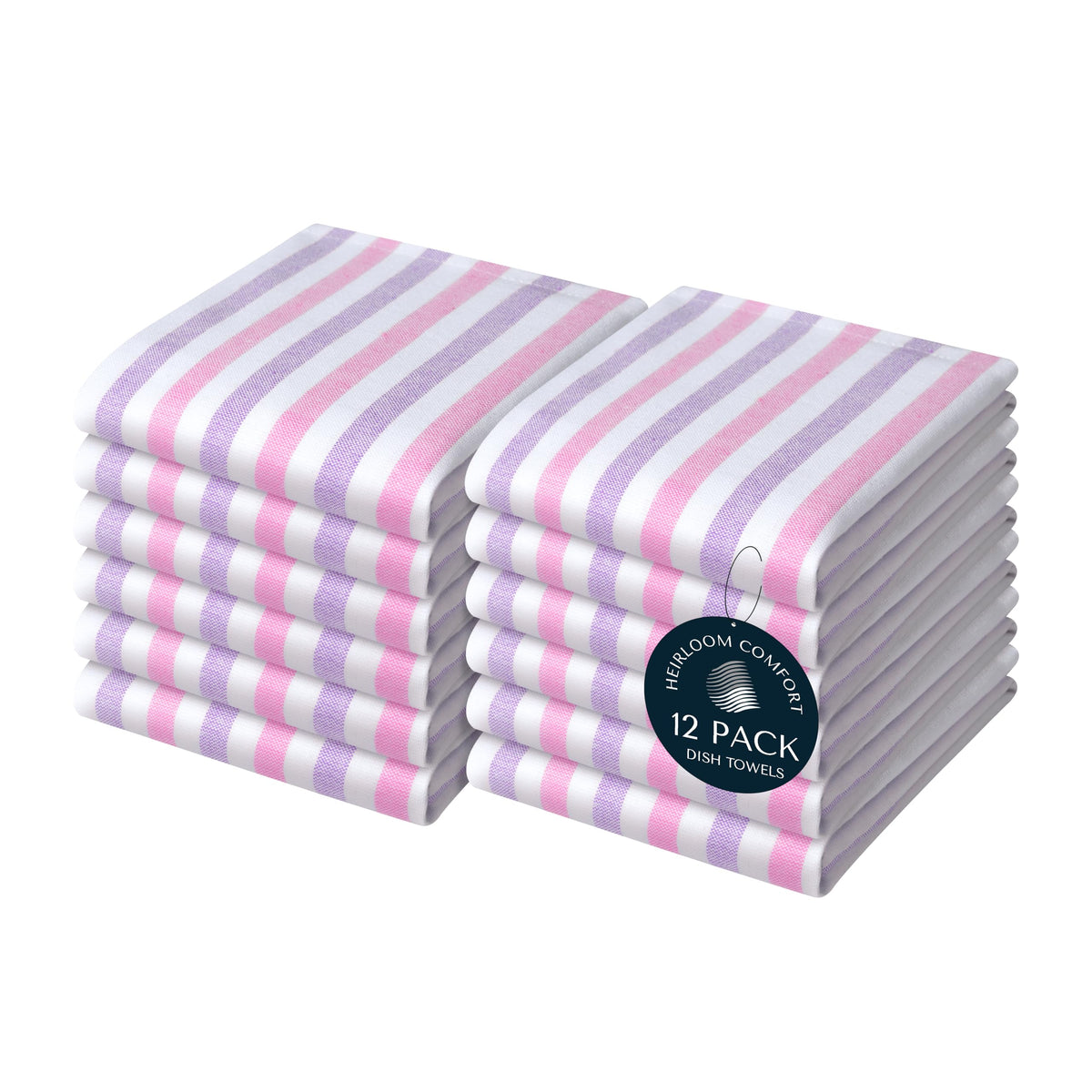 Fiesta Stripe Kitchen Towels 12 Pack, 18x26 Inch, 100% Cotton, Super Absorbent & Quick Dry, Durable Dish Towel for Drying Dishes, Machine Washable, Everyday Use, Orange & Yellow