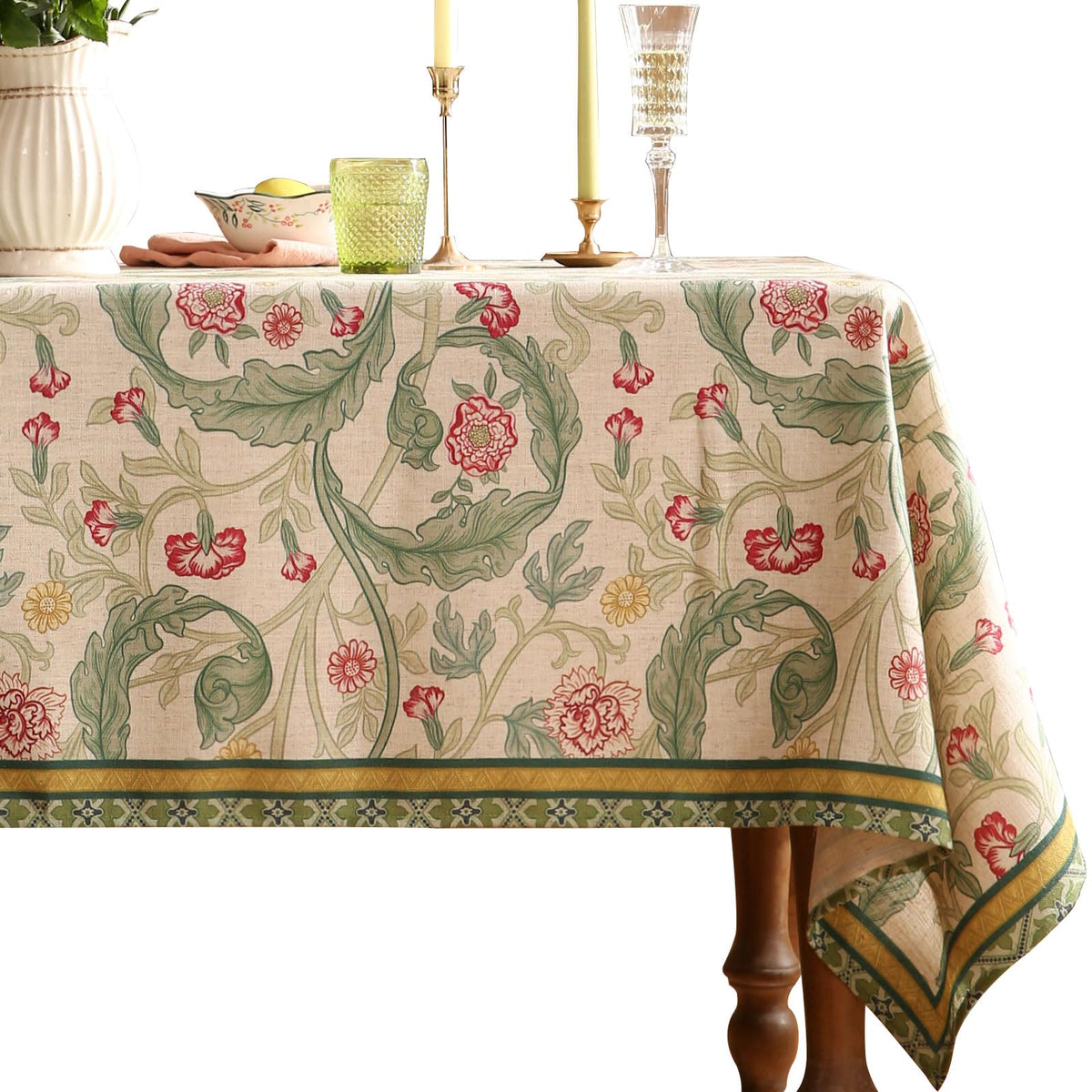 patdrea Vintage French Linen Tablecloth,Rectangular,79"x55"-Wensel