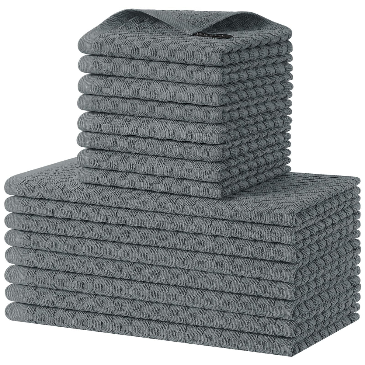 Homaxy 8 Pack 100% Cotton Kitchen Towels and Dishcloths Set, Dark Grey