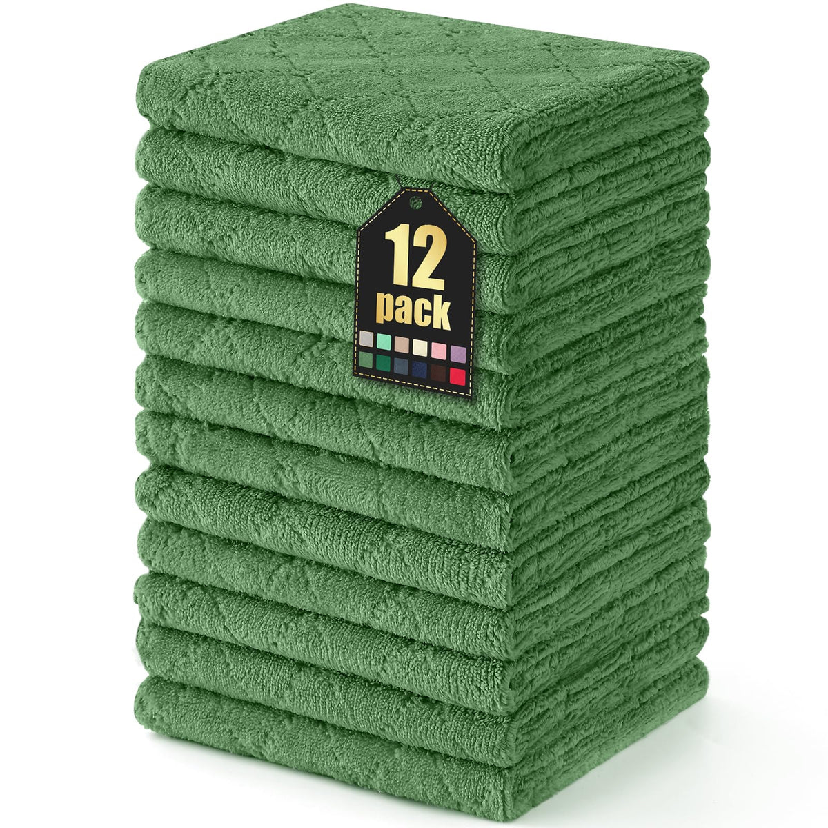 Homaxy 12 Pack Super Soft & Absorbent Dish Cloths, 10" x 10", Grass Green
