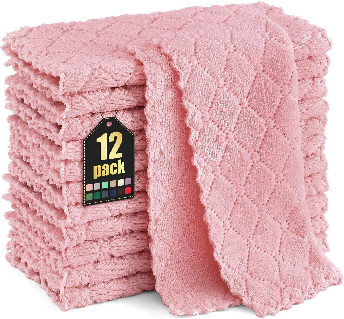 Homaxy 12 Pack Super Soft & Absorbent Dish Cloths, 10" x 10", Grass Green