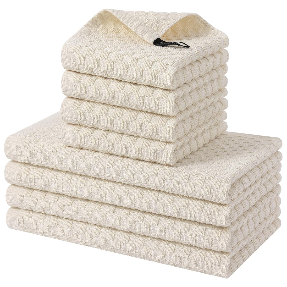 Homaxy 8 Pack 100% Cotton Kitchen Towels and Dishcloths Set, Dark Grey
