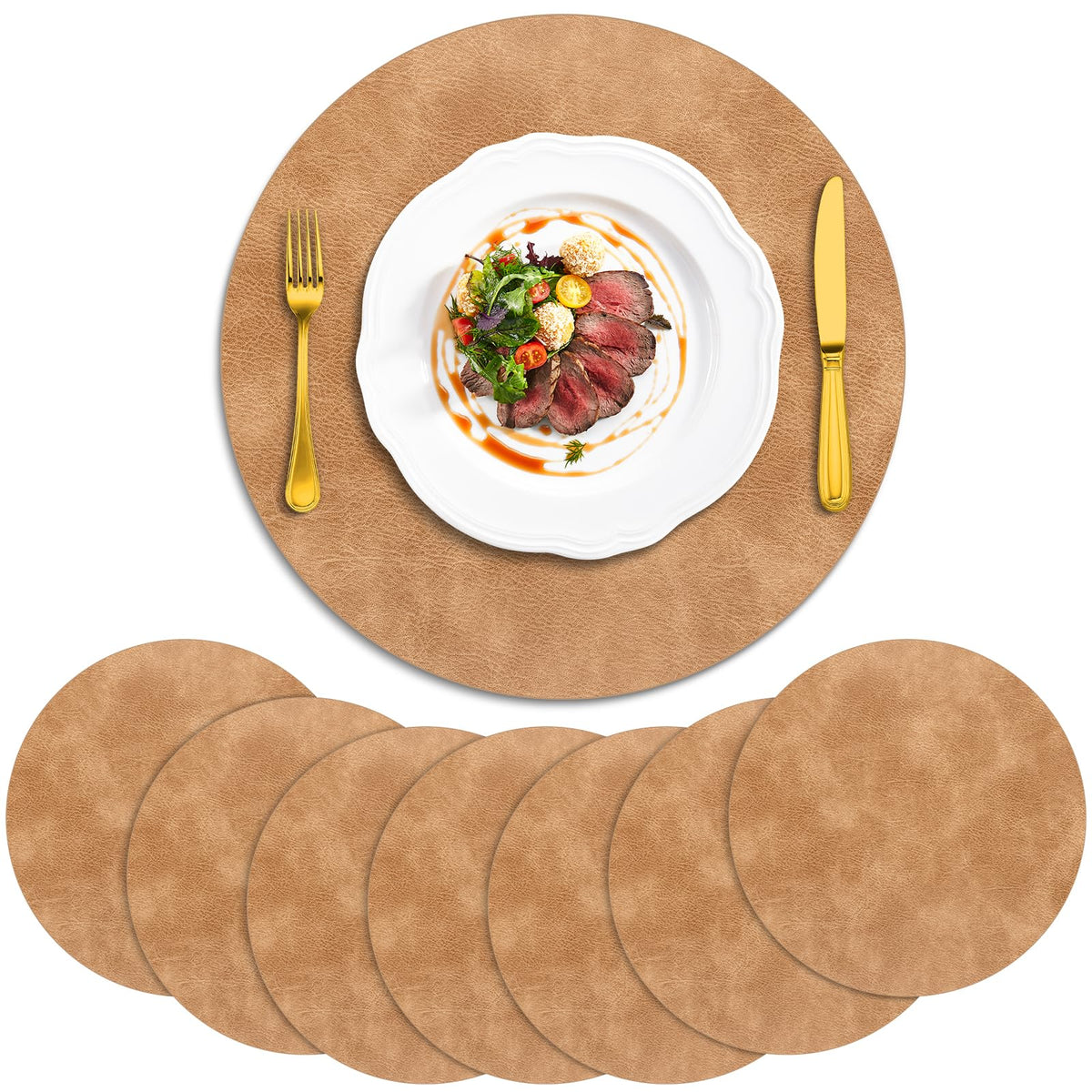 ADRIMER Oval Placemats Set of 4, Wipeable Faux Leather, 4 Colors