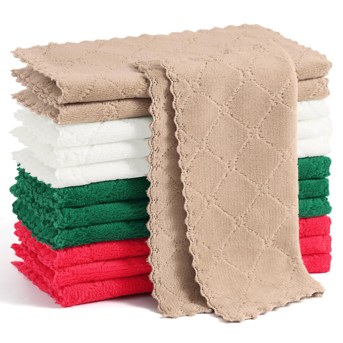 Homaxy 12 Pack Super Soft & Absorbent Dish Cloths, 10" x 10", Grass Green