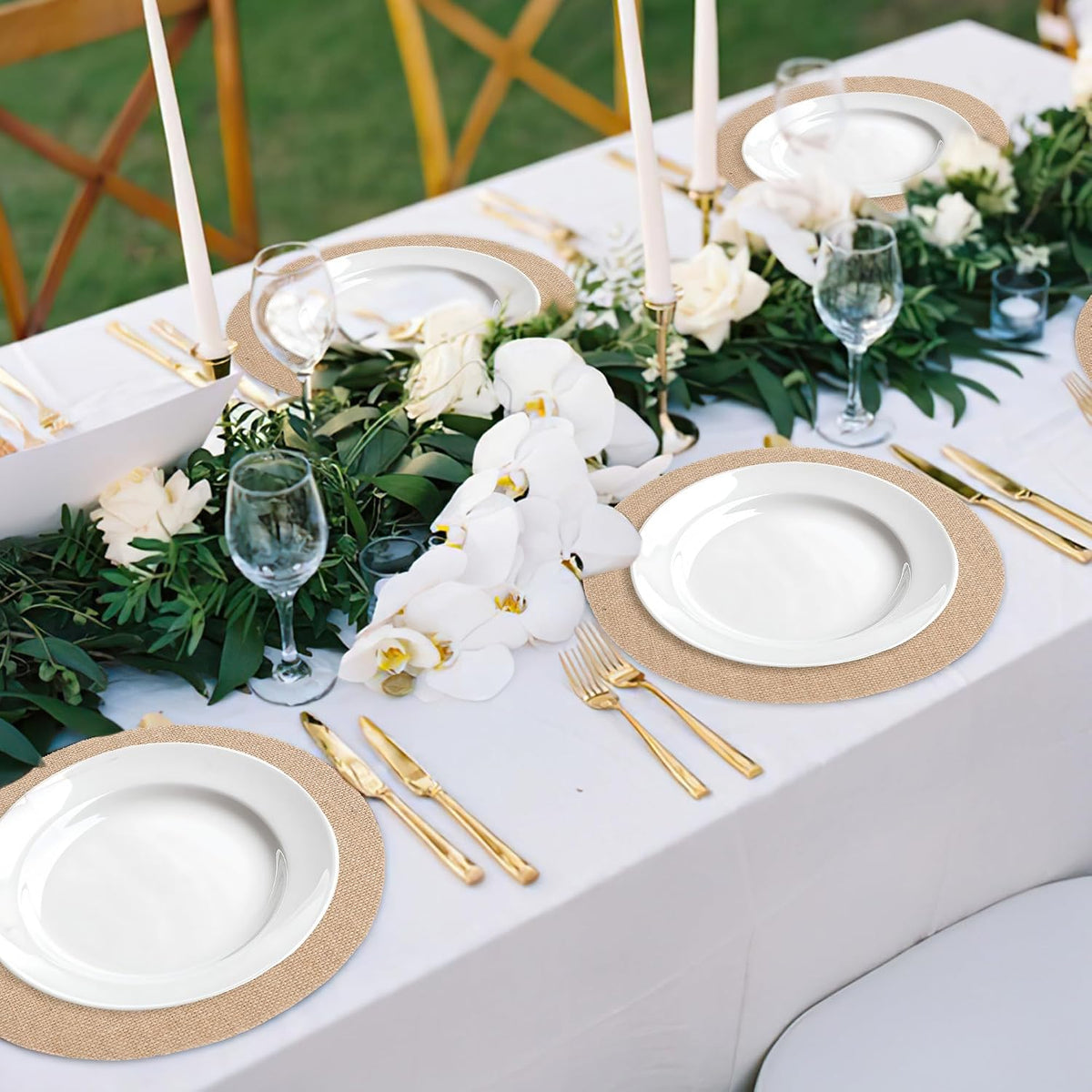 25 Pieces 13.78 Inch Burlap Round Placemats,Reusable Rustic Jute Table Mats