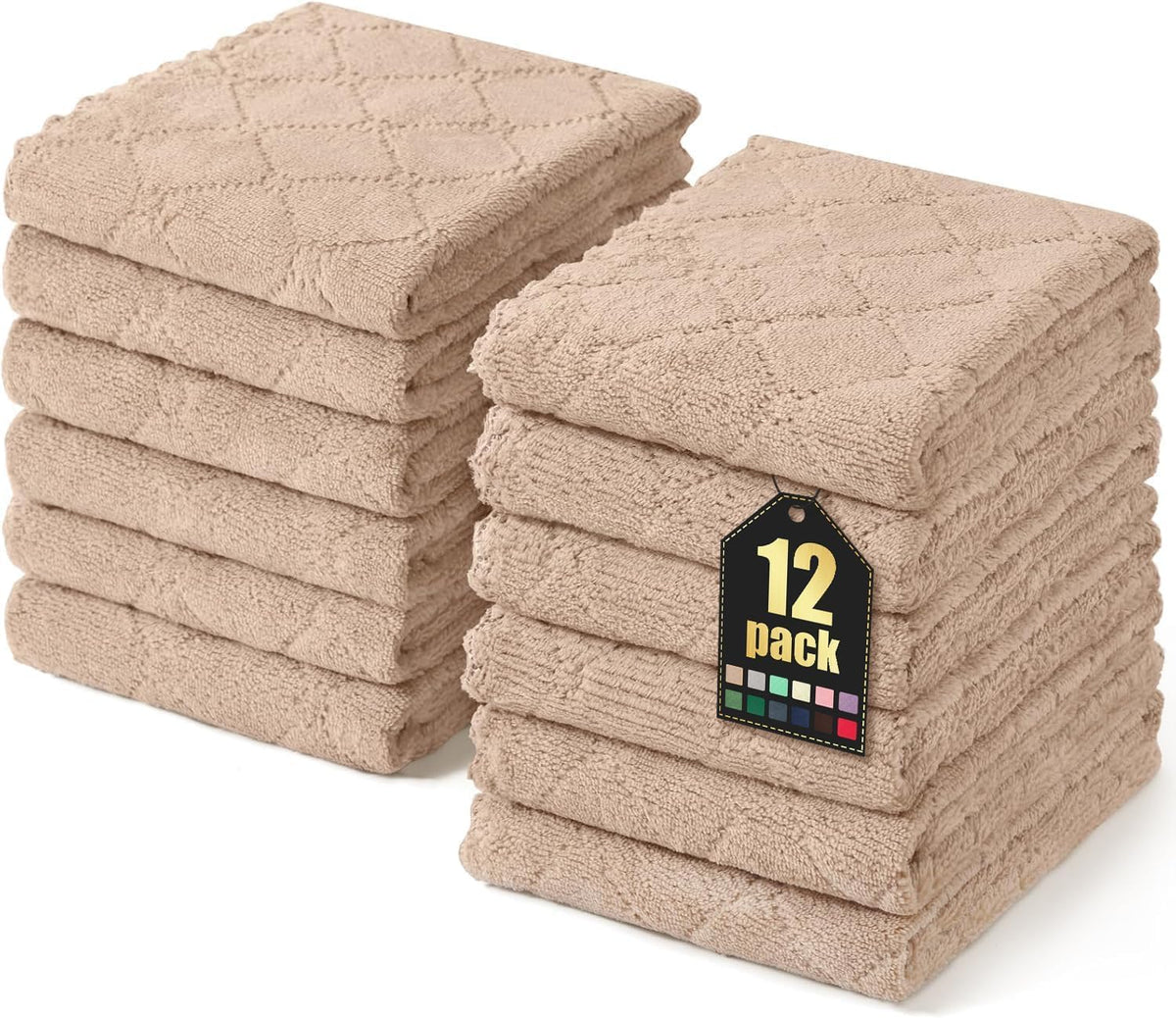 Homaxy 12 Pack Super Soft & Absorbent Dish Cloths, 10" x 10", Grass Green
