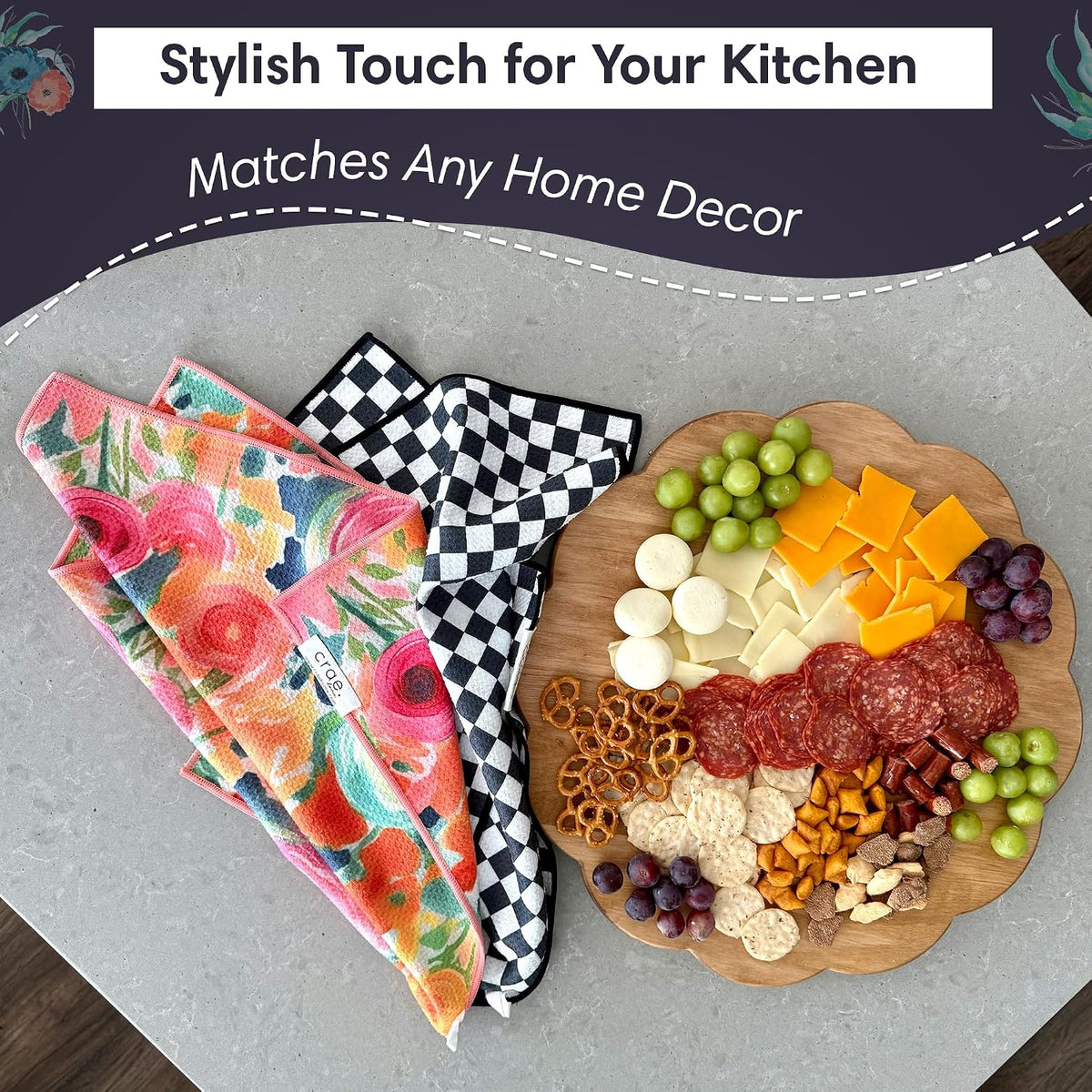 Double-Sided Microfiber Hand Towels, Waffle Kitchen Towels Set for Home Use