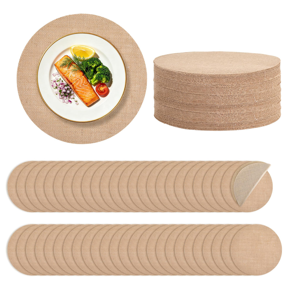 25 Pieces 13.78 Inch Burlap Round Placemats,Reusable Rustic Jute Table Mats