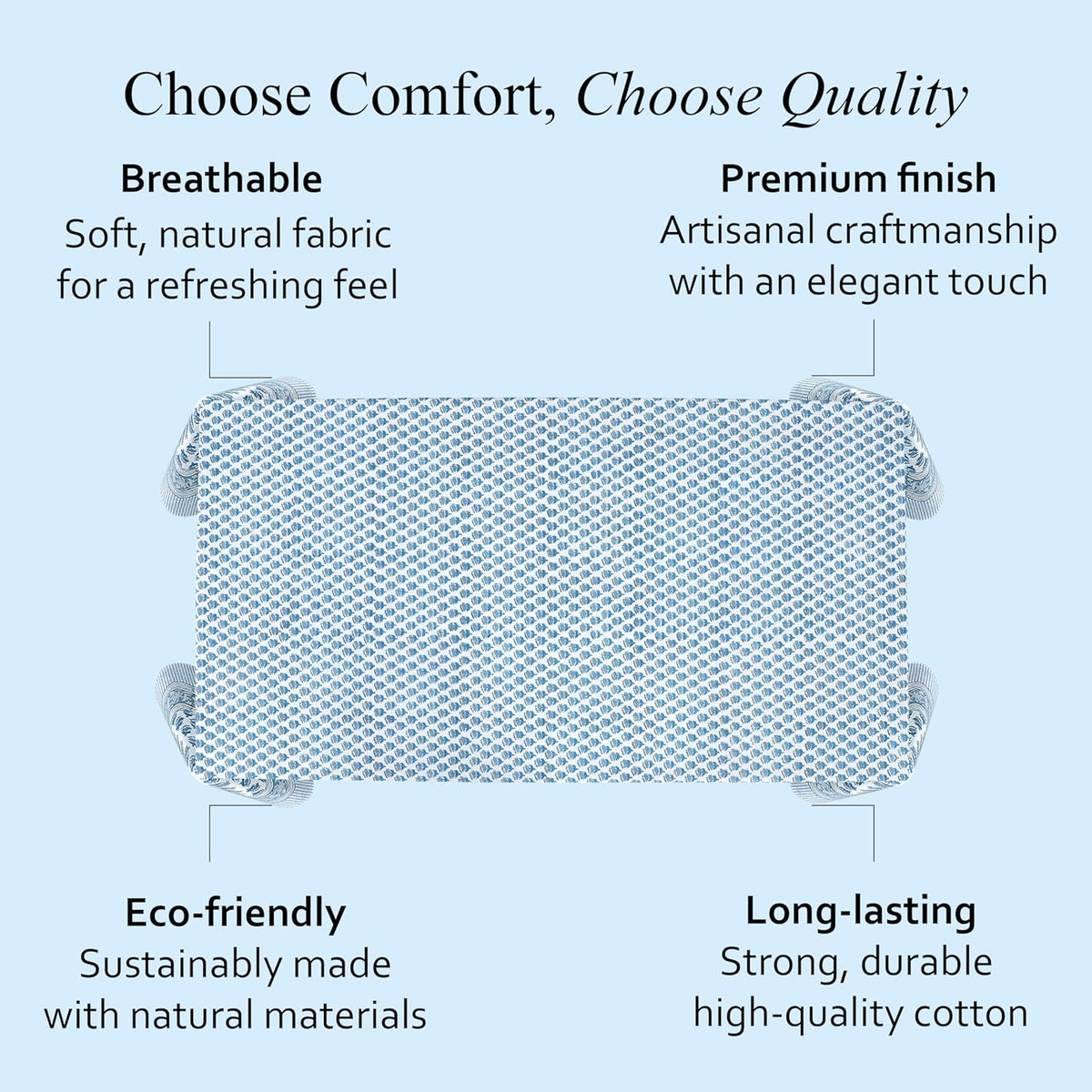 CPC Apatite Blue Block Print 100% Cotton Rectangle Tablecloth 60x60 Inch