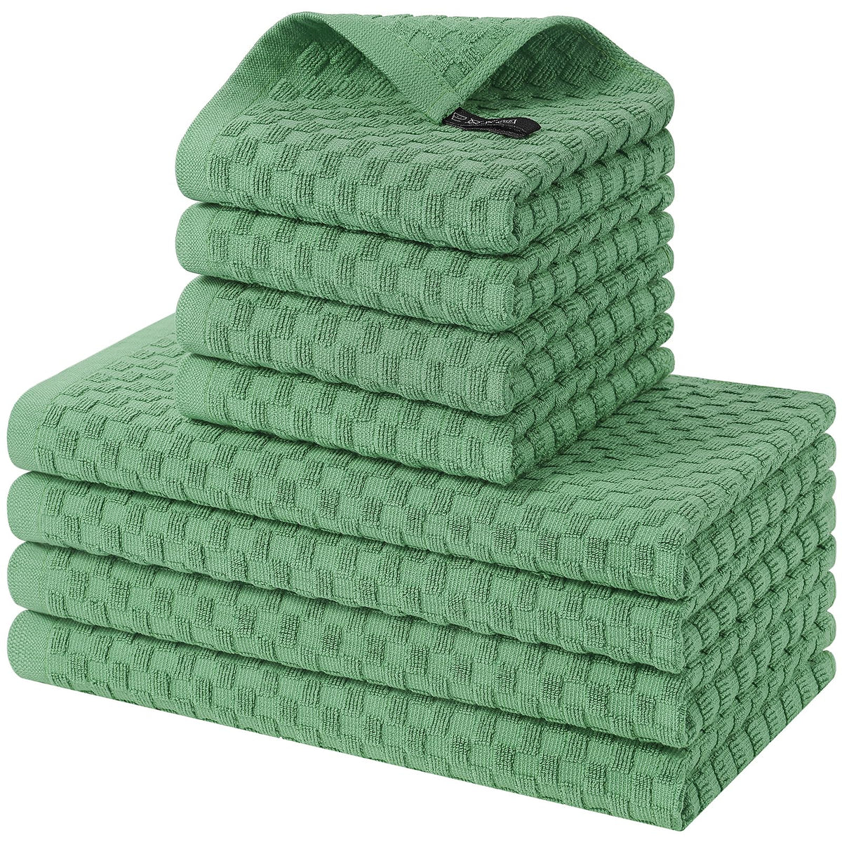 Homaxy 8 Pack 100% Cotton Kitchen Towels and Dishcloths Set, Dark Grey