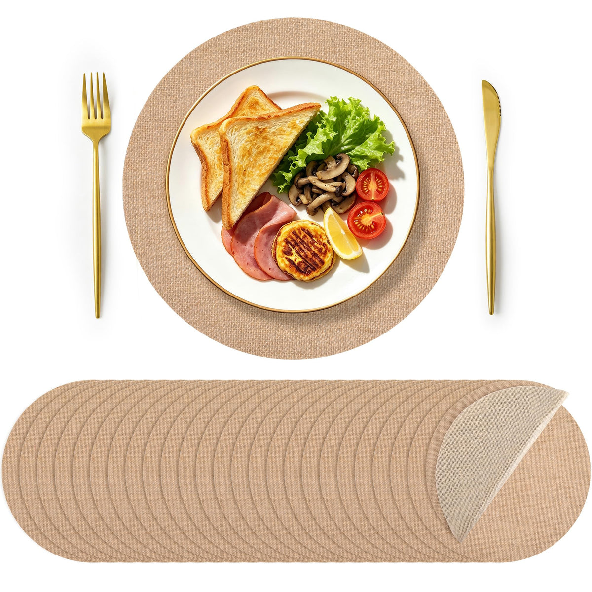 25 Pieces 13.78 Inch Burlap Round Placemats,Reusable Rustic Jute Table Mats
