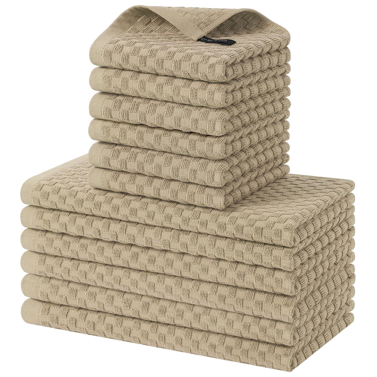 Homaxy 8 Pack 100% Cotton Kitchen Towels and Dishcloths Set, Dark Grey