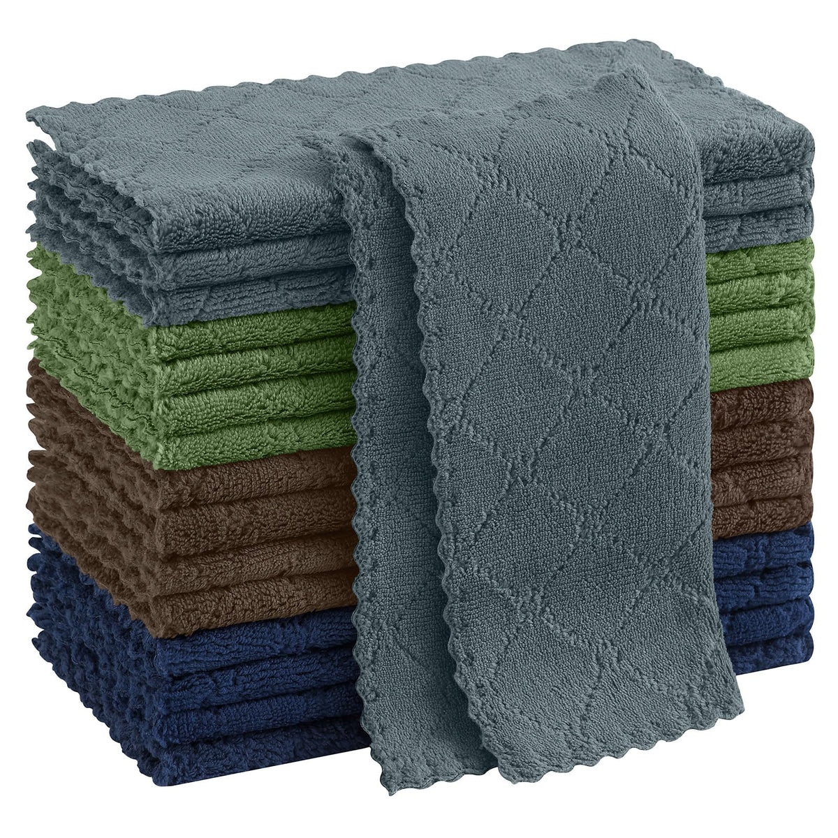 Homaxy 12 Pack Super Soft & Absorbent Dish Cloths, 10" x 10", Grass Green