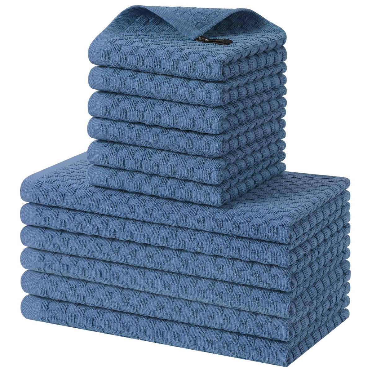Homaxy 8 Pack 100% Cotton Kitchen Towels and Dishcloths Set, Dark Grey